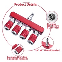 Accessoires et pièces d'outils pneumatiques OEM personnalisables, raccord rapide unique européen à 4 voies en acier au carbone
