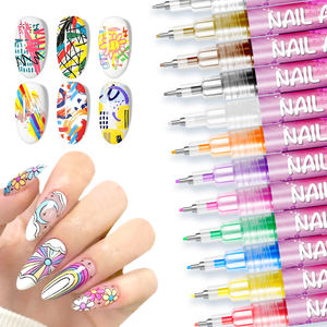 OEM 12 colores punta fina Nail Doodle Art Pens Point Graffiti Dotting Dibujo Pintura Nail Liner Pen Nail Rotulers - Product Image 6