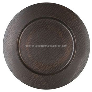Bronze Antique Tabletop Decorative Charger Plate Round Shape <b>Dinnerware</b> Classic Design Charger Plate and Dish Use for Home - Product Image 2