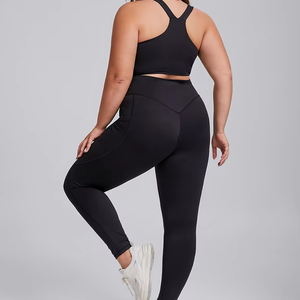 Nuevo Conjunto Deportivo de 2 Piezas para Mujer, Leggings de <span class=keywords><strong>Yoga</strong></span> Transpirables de Alta Calidad, Tallas Grandes, Diseño Sólido y Personalizado - Product Image 1