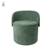 Pouf de rangement en chenille - Pouf rond pliable avec dossier - Tabouret de coiffeuse convertible en forme de cylindre pour salon
