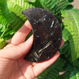 Factory Wholesale Natural Astrophyllite Firework Garnet <b>Moon</b> Palm Heart Sphere Slab Polished Carving Halloween Decoration - Product Image 1