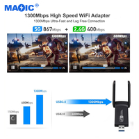 Computer Hardware Software 1300Mbps Dual Band 8812BU 2.4G 400Mpbs 5.8G 867Mpbs USB 3.0 Network Card USB Wifi Adapter for PC