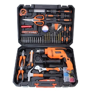 Ensemble d'outils professionnels pour la maison de 59 pièces avec perceuse à percussion, kit de quincaillerie portable pour la réparation et l'entretien à domicile, boîte à outils de bricolage - Product Image 1