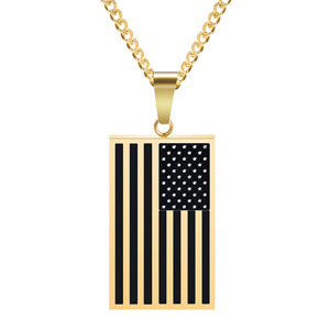 Collar con colgante de bandera americana, diseño geométrico rectangular de 22mm, color dorado y plateado, joyería de regalo para uso diario - Product Image 2