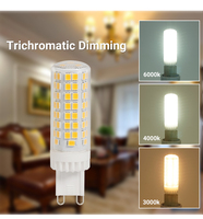Bombilla LED G9 de 6W y 850LM, Regulable, Material Cerámico+PC, 220-240V, 2700-6500K, 2835SMD, Luz LED Tipo Maíz, Reemplazo de Lámpara Halógena