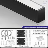 Suspension linéaire LED en aluminium noir de 1,2 m, 50W/40W/30W, connectable, température de couleur 3000K-5000K, dimmable 0-10V, garantie 5 ans, pour bureau
