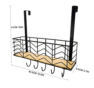 Fabricant de crochets pour porte de chambre à coucher en métal multifonction de haute qualité avec 5 crochets et <span class=keywords><strong>1</strong></span> panier - Product Image 6