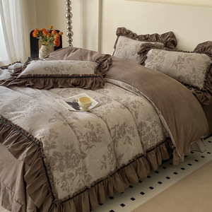 Copripiumino in quattro pezzi in stile retrò francese Set 100% collezione per la casa ispessita in lino 300tc - Product Image 2