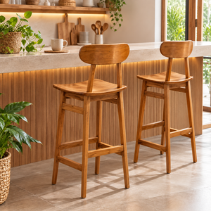 Chaise de bar en teck Ropan, tabouret de comptoir de cuisine artisanal, siège pour la maison, le café, le restaurant, l'hôtel et l'intérieur moderne - Product Image 2