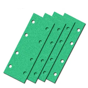 Disco de lijado rectangular, gancho y bucle verde, 95x180mm