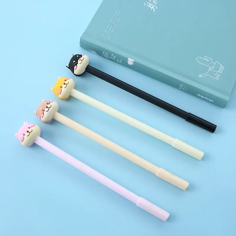 Stylo signature d'animaux de dessin animé, en silicone, mignon, multicolore, pour chiot, pour chien