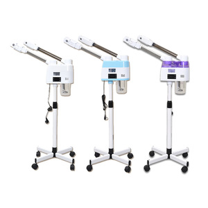 Machine à vapeur professionnelle pour soins des pieds en salon, double tête chaude et froide, dorée, avec roulettes - Product Image 1
