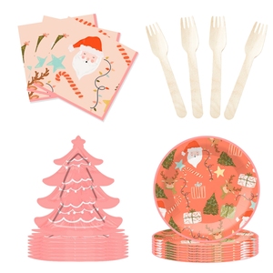DAMAI New Creative Customized Christmas Tableware Set Include Paper Plate Cups and Napkins for Christmas Party Table Decoration - Product Image 4