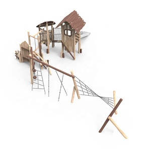 Équipement de terrain de jeu en bois commercial de grande taille, équipement de terrain de jeu extérieur pour enfants et adolescents, grand parc en bois pour enfants - Product Image 4