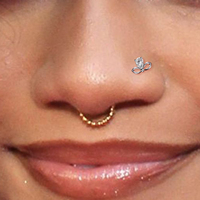 Gros Zesenlin personnalisé goujons de nez en forme de L abeille fleur coeur Zircon goujon de nez en acier inoxydable