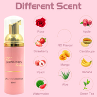 Shampooing pour cils sensibles 60ml avec saveur Shampooing pour cils Kit pêche avec ventilateur et emballage en boîte