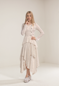 Hot Selling <strong>Modern</strong> Poly Knitted <strong>Top</strong> Women's Long Sleeve Texture Surface Contrast Elegant Fashion <strong>Top</strong> - Product Image 4