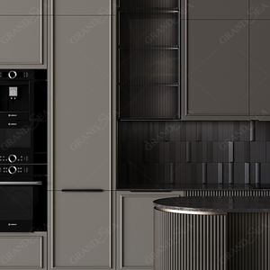 Meuble de <span class=keywords><strong>cuisine</strong></span> résidentiel britannique en panneaux <span class=keywords><strong>Egger</strong></span> noir mat, résistant à l'eau, design personnalisé, îlot en fibre de verre - Product Image 5