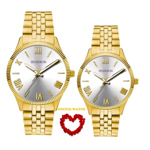 Reloj de Cuarzo Dorado Personalizado para Parejas, Nuevo Diseño de Lujo, Reloj de Moda para Hombre, Correa de Cuero para Mujer y Hombre - Product Image 6