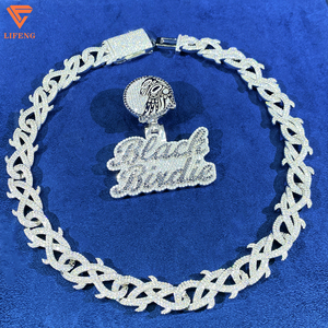 Collar con Nombre Personalizado de Plata de Ley 925 con Incrustaciones de Diamantes Negros <span class=keywords><strong>Moissanite</strong></span> VVS para Hombre, Estilo Hip Hop, Regalo con Baño de Rodio - Product Image 6