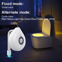 Lampe de nuit pour toilettes à détecteur de mouvement, lampe LED intelligente pour cuvette de salle de bain, rétroéclairage RGB 8 couleurs, éclairage de sécurité automatique pour salle de bain