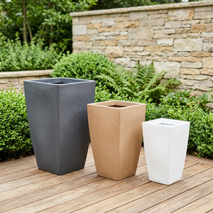 Pot de fleurs moderne en plastique sablé de haute qualité, durable, écologique, grand, haut et carré, pour jardin et centre commercial - Product Image 2