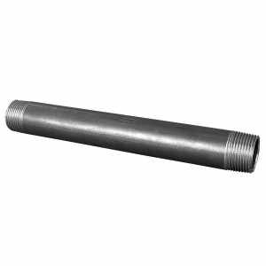 Gröditz Fittings 2 1/2\"-180 mm Steel Pipe Parts Double Nipples No. 23 2x Female Thread BSPT Standard Smooth Galvanised Surface