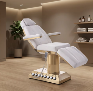 Mesa de masaje de cuero blanco ajustable para tratamientos de belleza, masajes faciales y quiroprácticos - Product Image 1