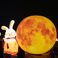 360 gonflable conception personnalisée géant publicité lumière lune et lapin dessin animé gonflable mascottes pour la publicité événement fête décor