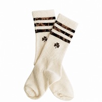 Chaussettes de sport personnalisées OEM pour femmes, en jacquard uni, avec bordure à 3 rayures, en coton côtelé, séchage rapide, respirantes, compression de classe 2, été