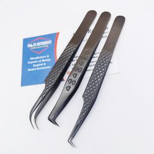 Pinzas profesionales de acero inoxidable de alta calidad para pestañas, extensiones de pestañas de fibra sostenible, herramienta de belleza puntiaguda, Plasma negro - Product Image 6