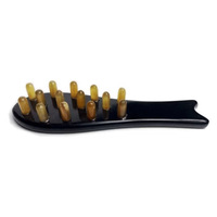 Peigne de massage du cuir chevelu en corne de buffle à 14 picots, de haute qualité, personnalisé, pour le soin du cuir chevelu, à dents larges, vente en gros