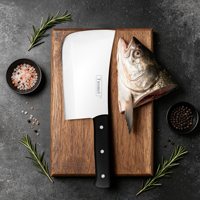 Couteau de boucher massif et robuste de 8/9/10 pouces avec fourreau en cuir PP épais, en acier inoxydable, pour droitier, couteau chinois pour hacher la viande, débonner et découper, couteau de chef