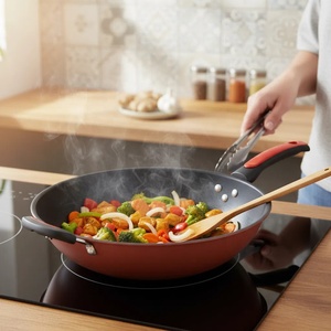 Panela <span class=keywords><strong>Wok</strong></span> de Ferro Fundido 34cm com Revestimento Antiaderente Diamantado, Panela Funda para Fritar com Alça Dupla para Fogão a Gás - Product Image 5