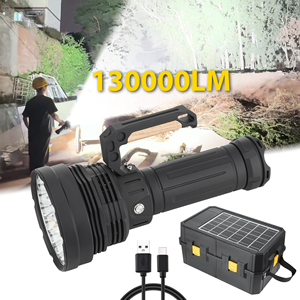 Đèn pin năng lượng mặt trời sạc lại loại C tầm xa 38000lm 48000lm 65000lm 130000lm, đèn LED chống nước 4000mAh - Product Image 1