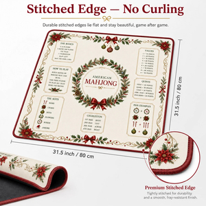 Luxury Crimson Red Christmas Wreath Mahjong Table Mat Noise Reduction Neoprene Game Play Mat with Travel Bag for Gifts - Product Image 5
