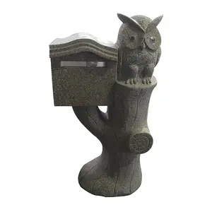 GAMG018 Natuurlijke Graniet Steen Mail Box Uil Sculptuur Mailbox Voor Tuin Decoratie