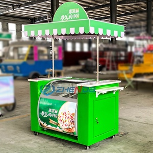 Chariot de livraison alimentaire mobile électrique à 4 roues en acier ZHENDA avec abri, garantie 12 mois, pour bar à glaces extérieur, kiosque, centre commercial - Product Image 2