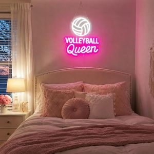 Volleyball Queen Letreros Neon LED indoor hanging ambient light shop <b>sign</b> wall decoration light entrance indicator light 5V 12V - Product Image 6