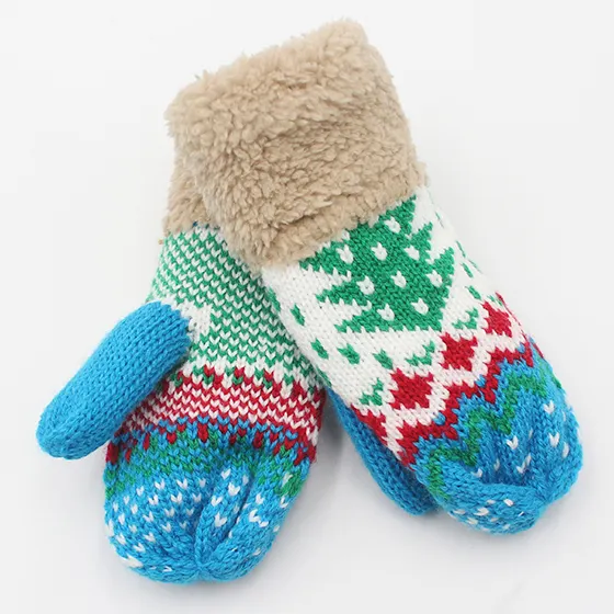 Baby Soft Knitted Christmas Mitten Gloves Cartoon Deer Mittens Little Girls And Boy Kids Winter Jacquard Mittens Gloves