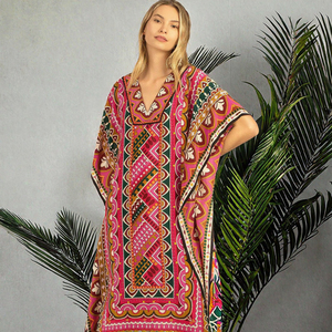 Luxurious Floral Kaftan Dress for Women Hot Sale <strong>Plus</strong> <strong>Size</strong> <strong>Kimono</strong> for Beach Free <strong>Size</strong> Summer Fashion Natural Waistline Digital - Product Image 2