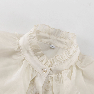 Camicetta da <span class=keywords><strong>donna</strong></span> estiva casual 2026 con bottoni, leggera, <span class=keywords><strong>trasparente</strong></span>, con volant e maniche lunghe a campana - Product Image 6