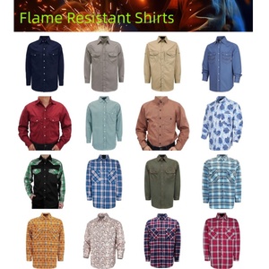 Chemises de travail ignifuges en sergé de coton 6,5 oz à carreaux certifiées NFPA 2112 pour protection contre les arcs électriques – Vente en gros - Product Image 5