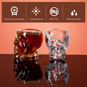 Decantador de <span class=keywords><strong>whisky</strong></span> transparente artesanal de 25 oz (80 ml) con vasos de chupito de calavera, set de regalo en caja de barril para vino, licor, <span class=keywords><strong>whisky</strong></span> escocés - Product Image 6