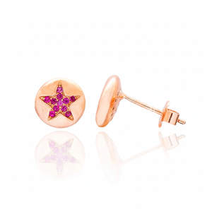 Pendientes de Plata de Ley 925 con Circonita Rubí en Forma de Estrella, Joyería Turca Hecha a Mano al por Mayor - Product Image 2