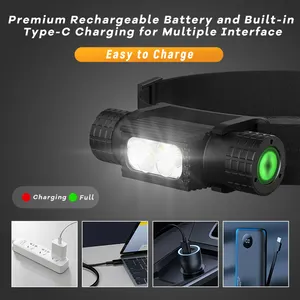 Factory New Arrival High Power Aluminum Alloy Material Waterproof Rechargeable Headlight Headlamp Flashlight LED Head