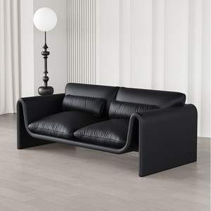 Juego de Sofás de Cuero Minimalistas Modernos, Muebles Negros para Sala de Estar, Sofá Tapizado para Invitados, Ideal para Apartamentos Pequeños o Salones - Product Image 3