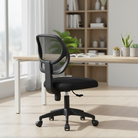 Chaises de bureau modernes inclinables à dossier bas avec hauteur de siège réglable, pivotantes, en maille respirante, pour bureau à domicile