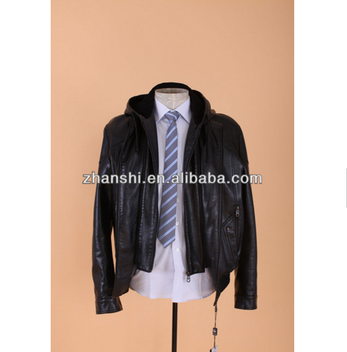 Sexy Design Plain Hooded Winter Waterproof Plus Size Reversible Breathable Synthetic Leather Jacket for Men